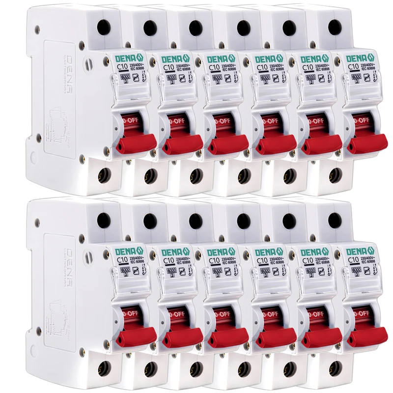 فیوز مینیاتوری تک فاز 10 آمپر دنا الکتریک ایرانیان مدل C10-6KA-12Pcs بسته 12عددی