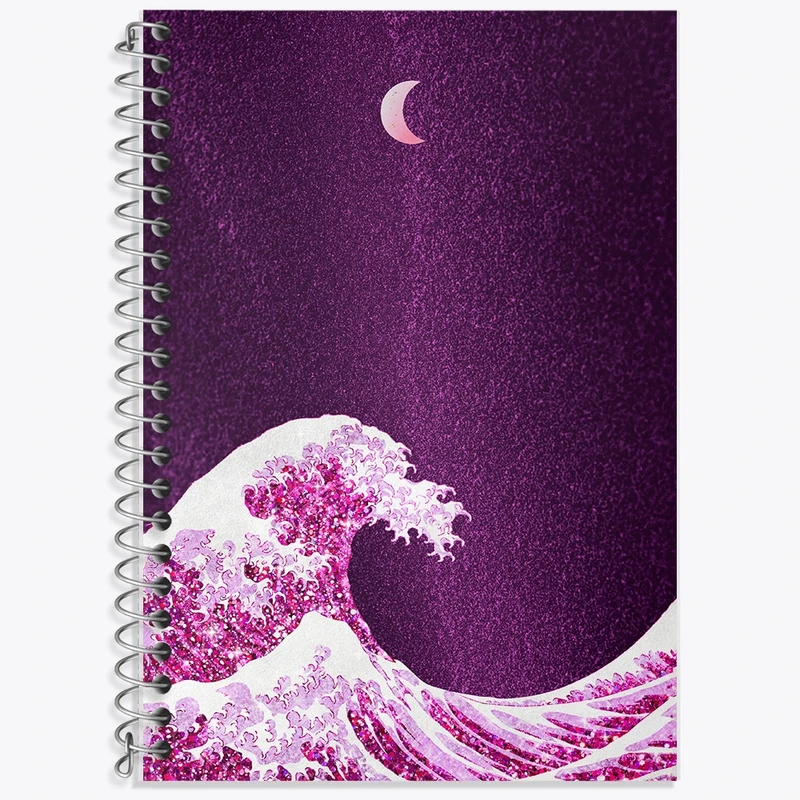 دفتر زبان 50 برگ خندالو مدل سه خط طرح موج عظیم کاناگاوا کد F2552