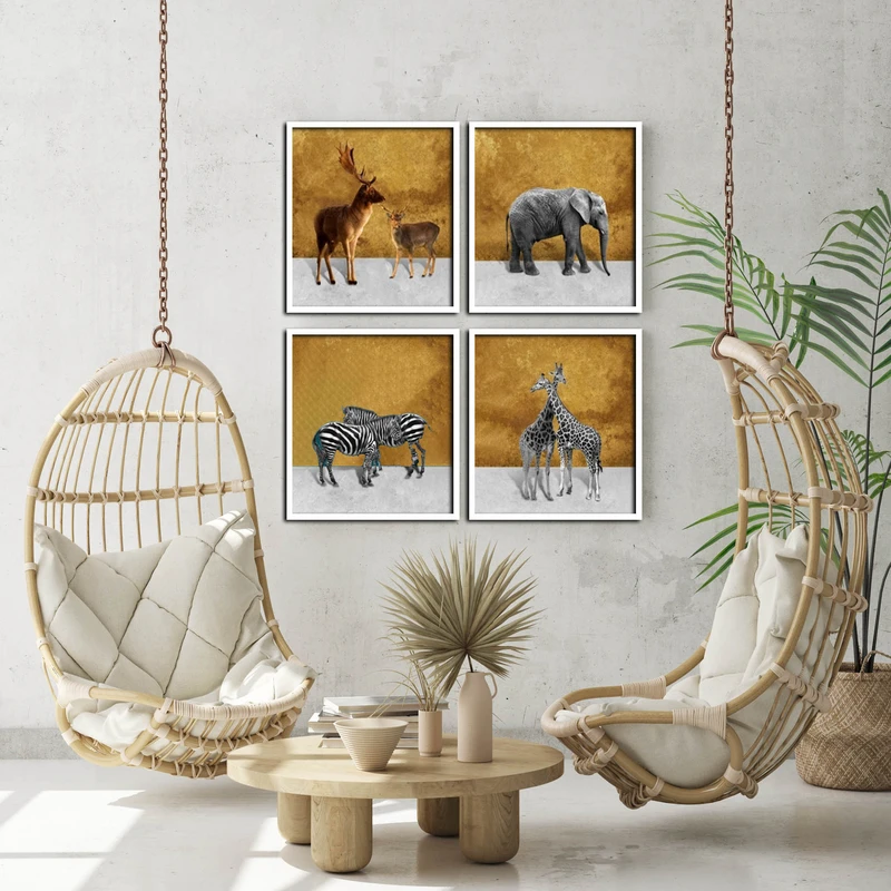 تابلو آتریسا طرح حیوانات مدرن مدل AT00514 مجموعه 4 عددی