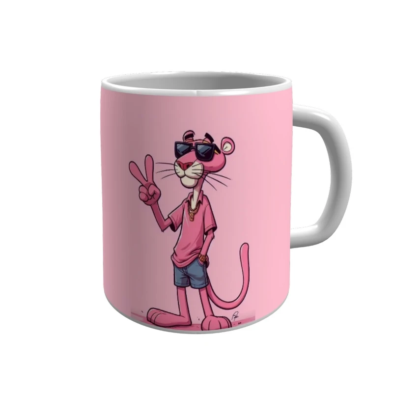 ماگ مدل سرامیکی دسته دار پلنگ صورتی کد 27