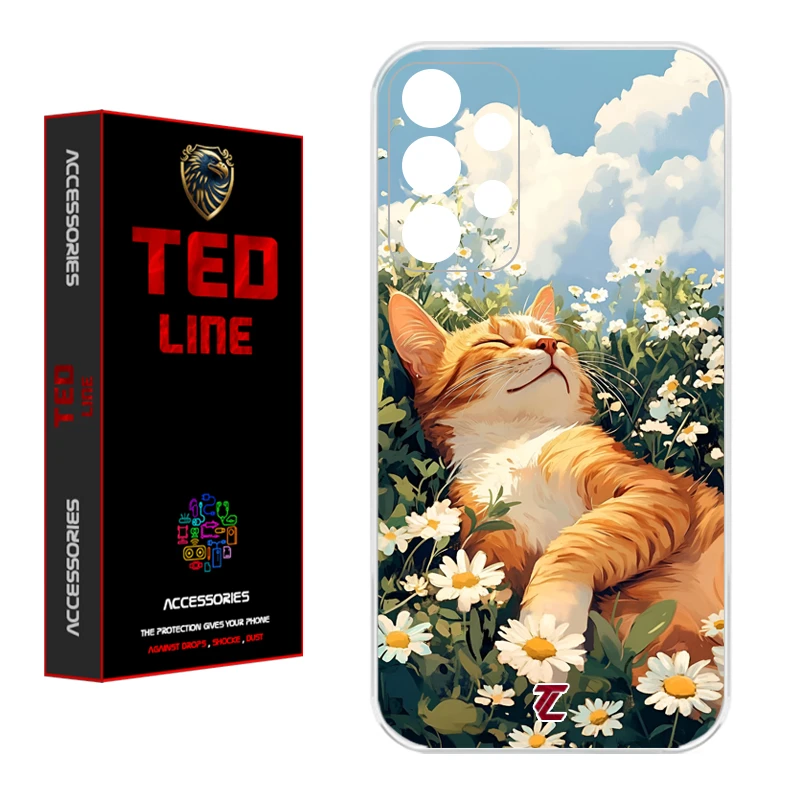 کاور تدلاین طرح گربه نارنجی کد 1140 مناسب برای گوشی موبایل سامسونگ Galaxy A52 / A52S