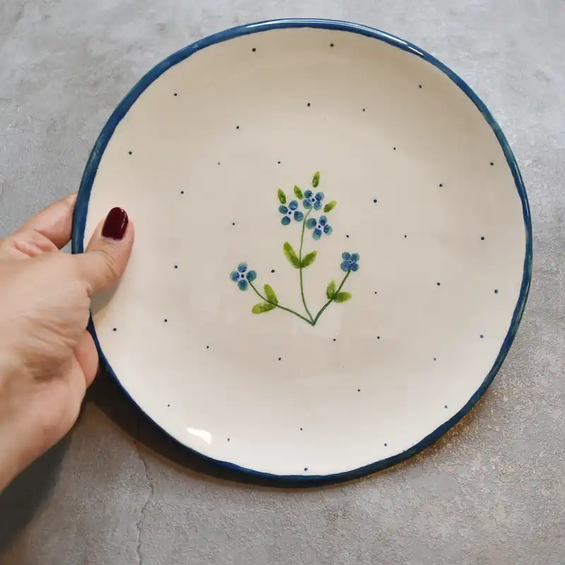 ست 4 تکه بشقاب و پیاله سرامیکی طرح گل