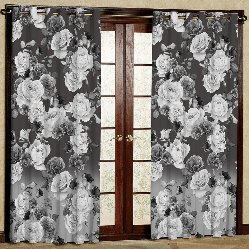 پرده مدل مخمل پانچی طرح گل کد 4796T2 سایز 200x140 سانتی متر