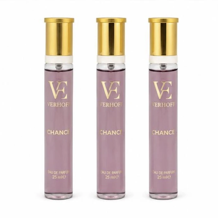 عطر جیبی زنانه ورهف مدل چنس با رایحه گلی حجم 25 میلی لیتر بسته 3 عددی