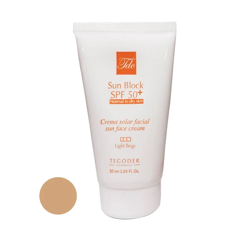 کرم ضد آفتاب رنگی صورت تگودر SPF 50 مدل LB ‌محافظ UVA ،UVB و PA+++ مناسب برای پوست خشک و حساس حجم 50 میلی‌لیتر