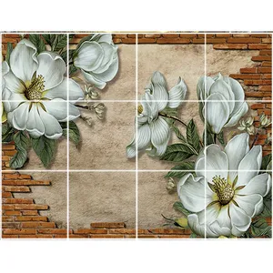 تایل سقفی طرح سه بعدی گل و دیوار کد 3D1301-12 سایز 60x60 سانتی متر مجموعه 12عددی