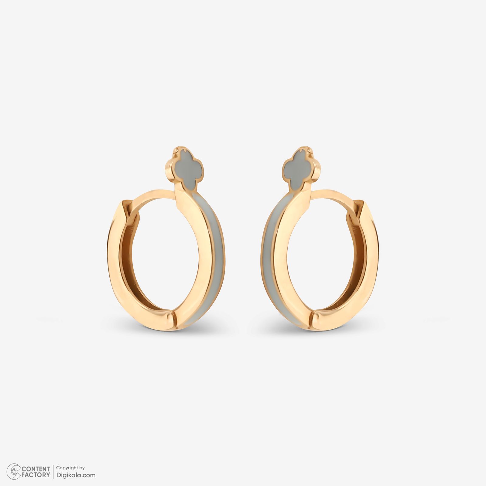 گوشواره حلقه‌ای طلا کم اجرت 18 عیار زنانه با طرح ونکلیف آرپلز گلدم مدل E244006 -  - 5