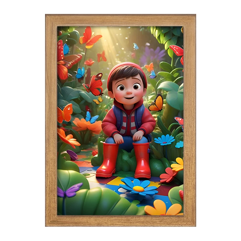 تابلو خندالو مدل پسر و پروانه ها کد F6527