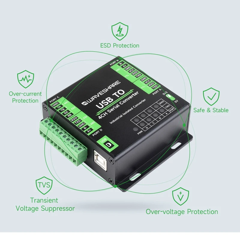 عکس شماره 11 : مبدل صنعتی usb به سریال ویوشیر مدل usb to 4ch serial converter