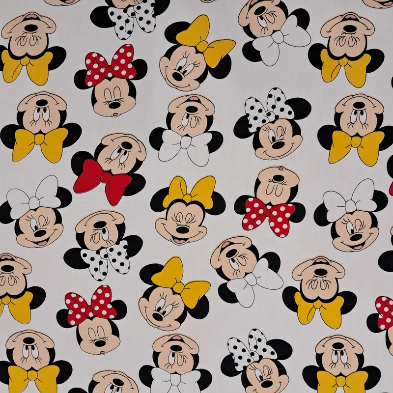 پارچه لباس عرض 1.5 متر مدل میکی موس رنگ سفید