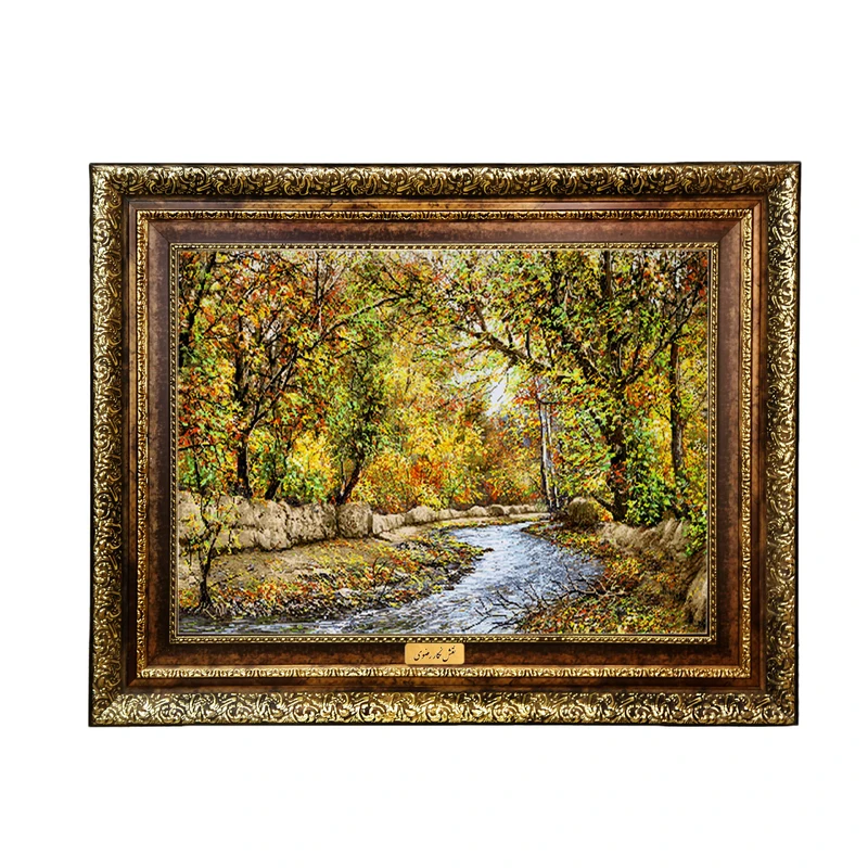 تابلو فرش ماشینی نقش نگار رضوی طرح کوچه باغ کد 1619H