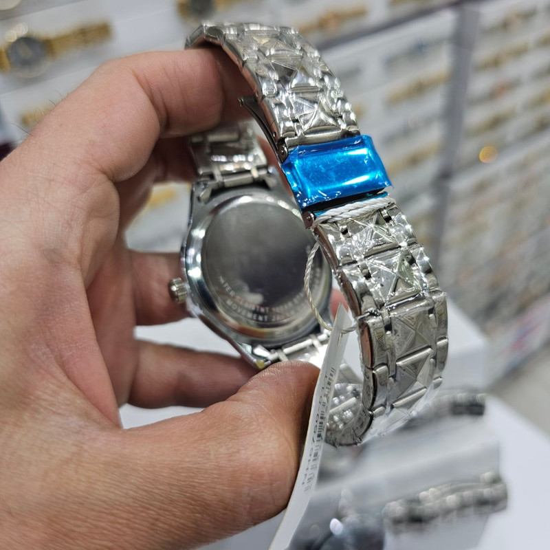 ست ساعت مچی عقربه‌ای کوارتز مدل کلاسیک دی دیت بند استیل طرح تراش الماسی کد C1.5