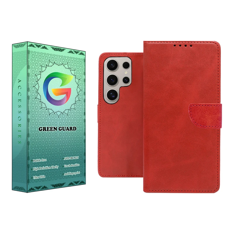 کیف کلاسوری گرین گارد مدل چرمی مگنتی کد RED-R10 مناسب برای گوشی موبایل سامسونگ Galaxy S24 Ultra