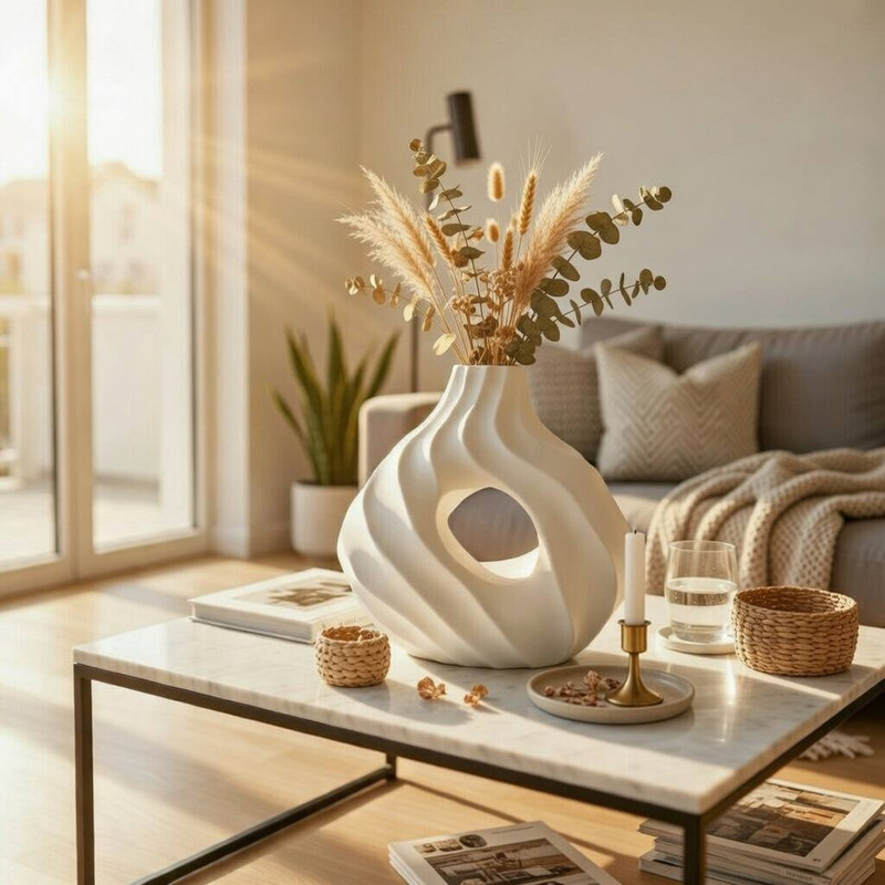 گلدان دکوری سفالی کروی رومیزی مدل Lana کد L1، مناسب گل‌های آپارتمانی، مناسب گل خشک و تزئینی، ابعاد 19×25×19 سانتی‌متر، وزن 200 گرم