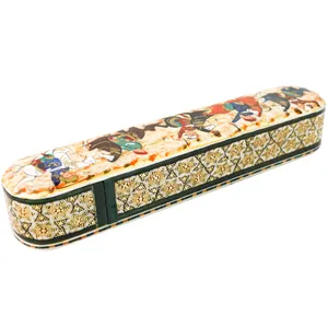 قلمدان خاتم کاری مدل کشویی طرح چوگان کد 20p4p3