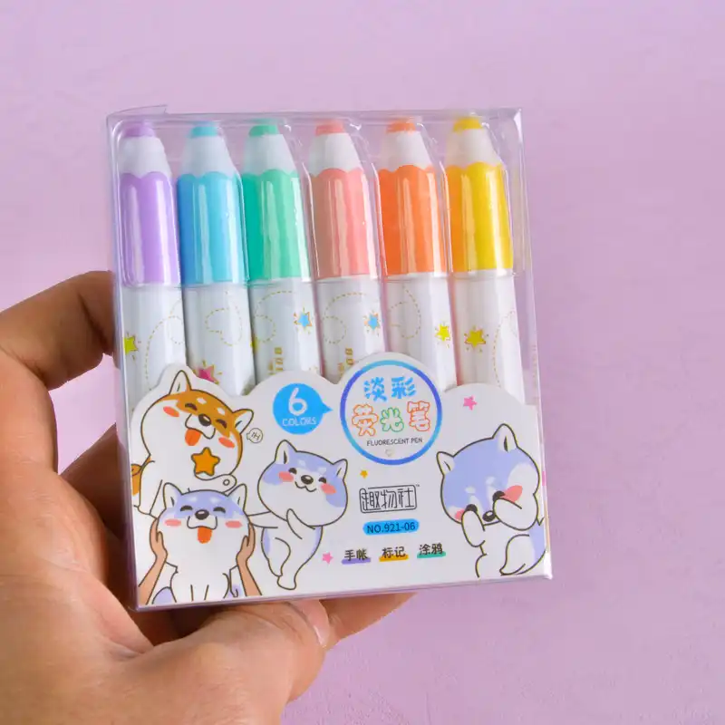 ماژیک علامت گذار مدل مداد رنگی بسته 6 عددی