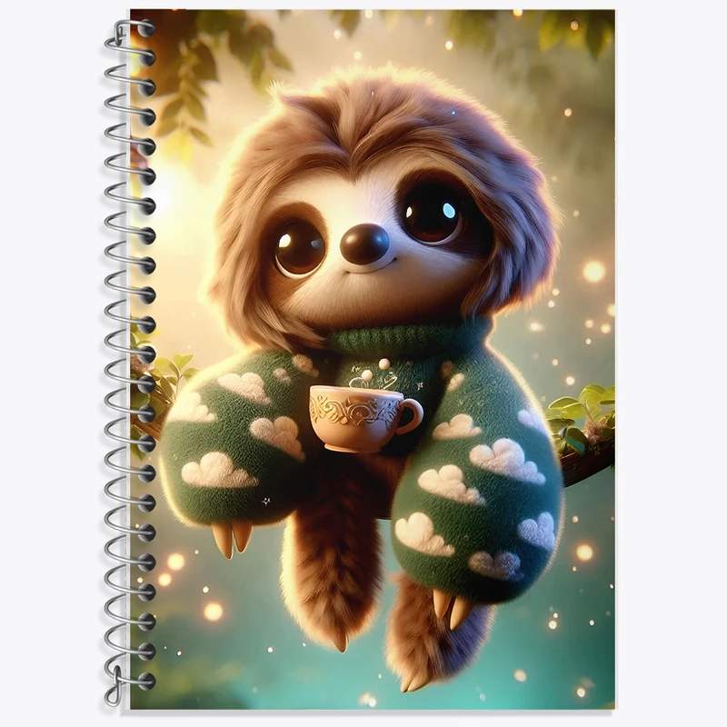 دفتر زبان 50 برگ خندالو مدل دو خط طرح تنبل بامزه کد F5468