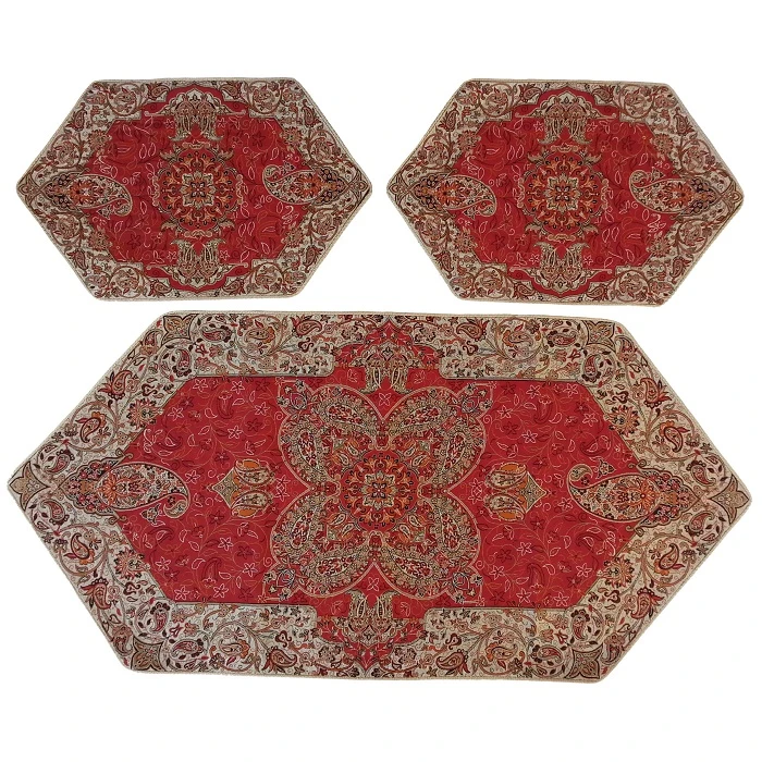 ست 3 تکه رومیزی ترمه کد TRSETE47