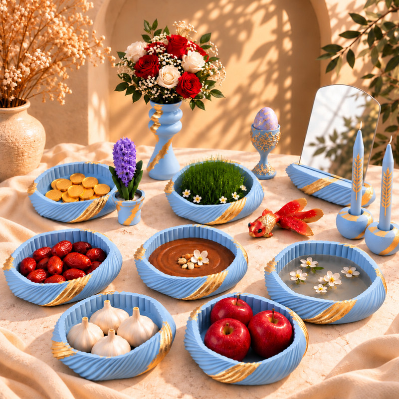 ست هفت سین طرح شیاردار مجموعه 14 عددی