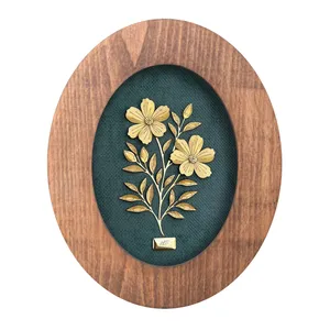 تابلو طلا کوب مارک گلد طرح میخک سری زمرد TWZ030