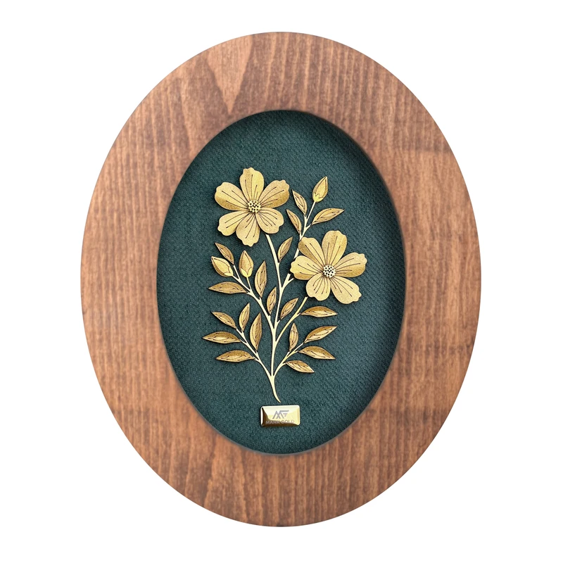 تابلو طلا کوب مارک گلد طرح میخک سری زمرد twz030