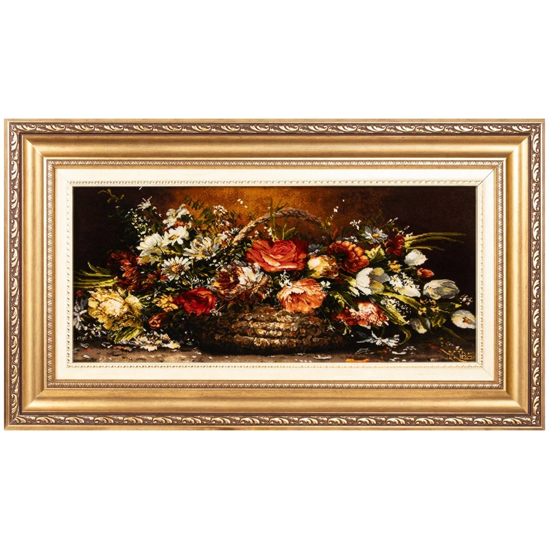 تابلو فرش دستباف سی پرشیا طرح گل در سبد کد 904188