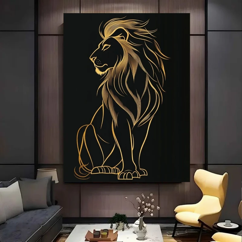 تابلو بوم طرح مخمل  شیر مدل مینیمال کد BK57820