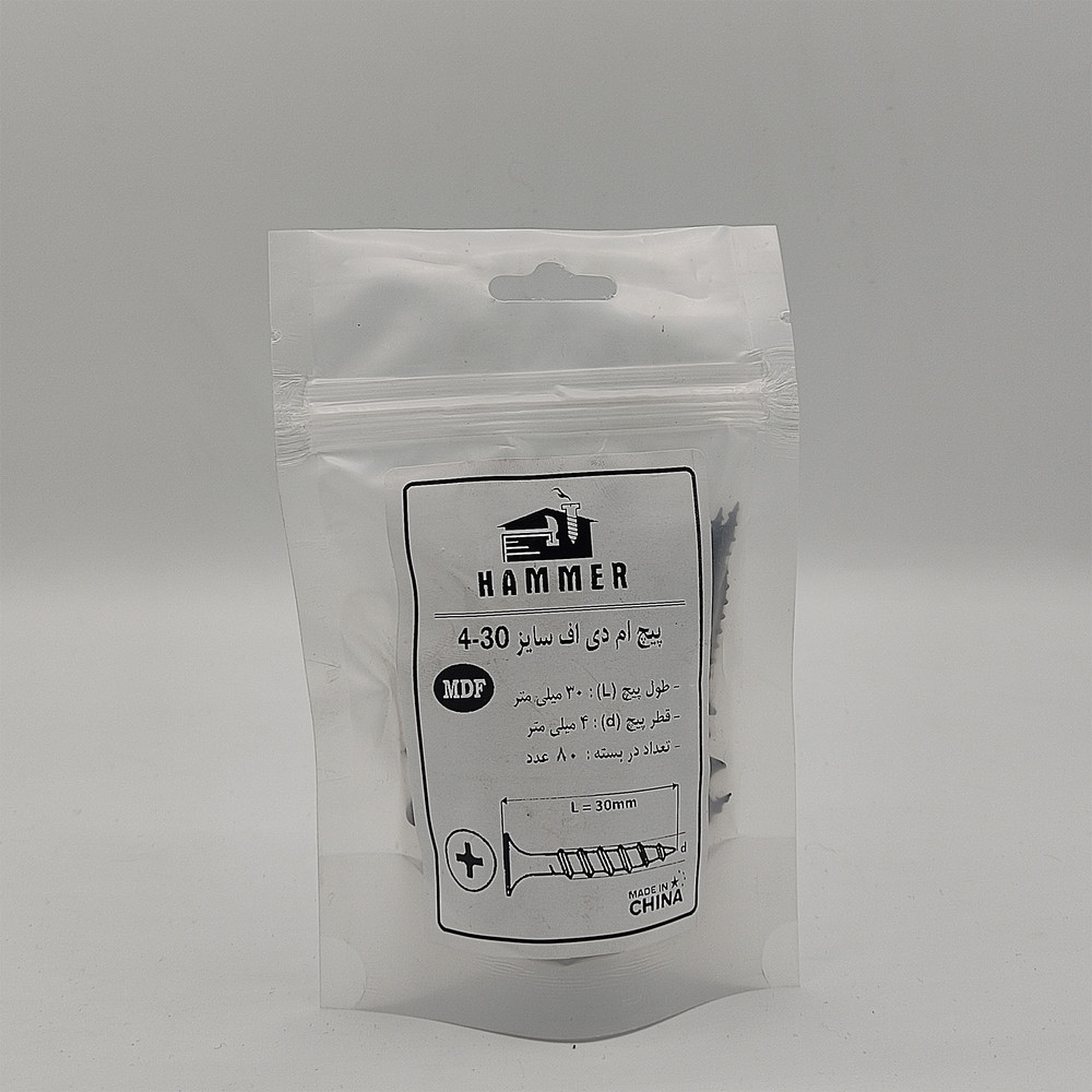 پیچ ام دی اف هامر مدل 4x30mm بسته 80 عددی