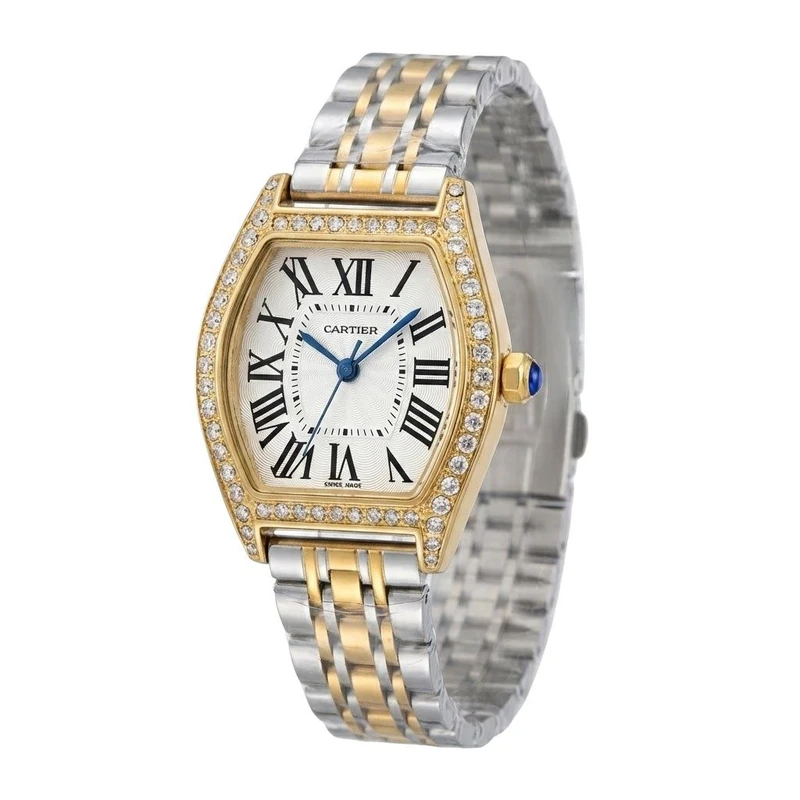 ساعت مچی عقربه‌ای کوارتز زنانه مدل دورنگین قفل پروانه ای صفحه یونانی کد 105