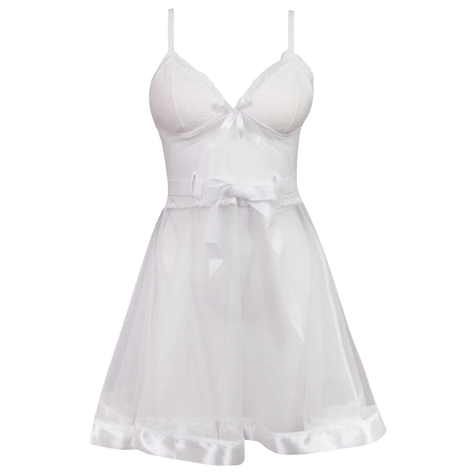لباس خواب زنانه ماییلدا مدل گیپور گلدار کد 3685-820 رنگ سفید -  - 2