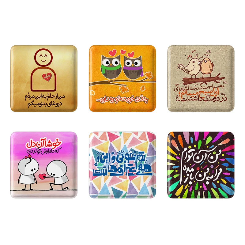 مگنت خندالو مدل تایپوگرافی کد 40A مجموعه 6 عددی