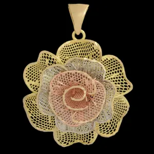 آویز گردنبند طلا 18 عیار زنانه طلای مستجابی مدل ریناس گل رز کد 6770