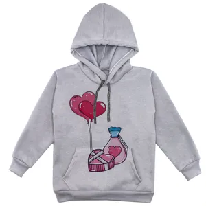 هودی دخترانه مدل قلب بادکنک F14 رنگ طوسی