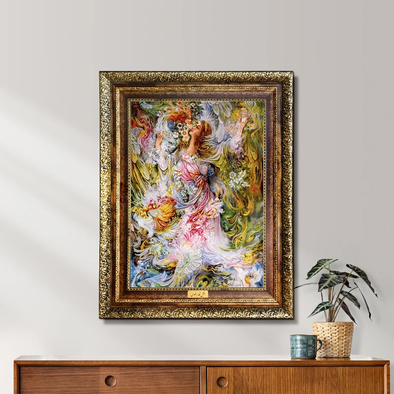 تابلو فرش ماشینی نقش نگار رضوی طرح مینیاتور کد 1437KH