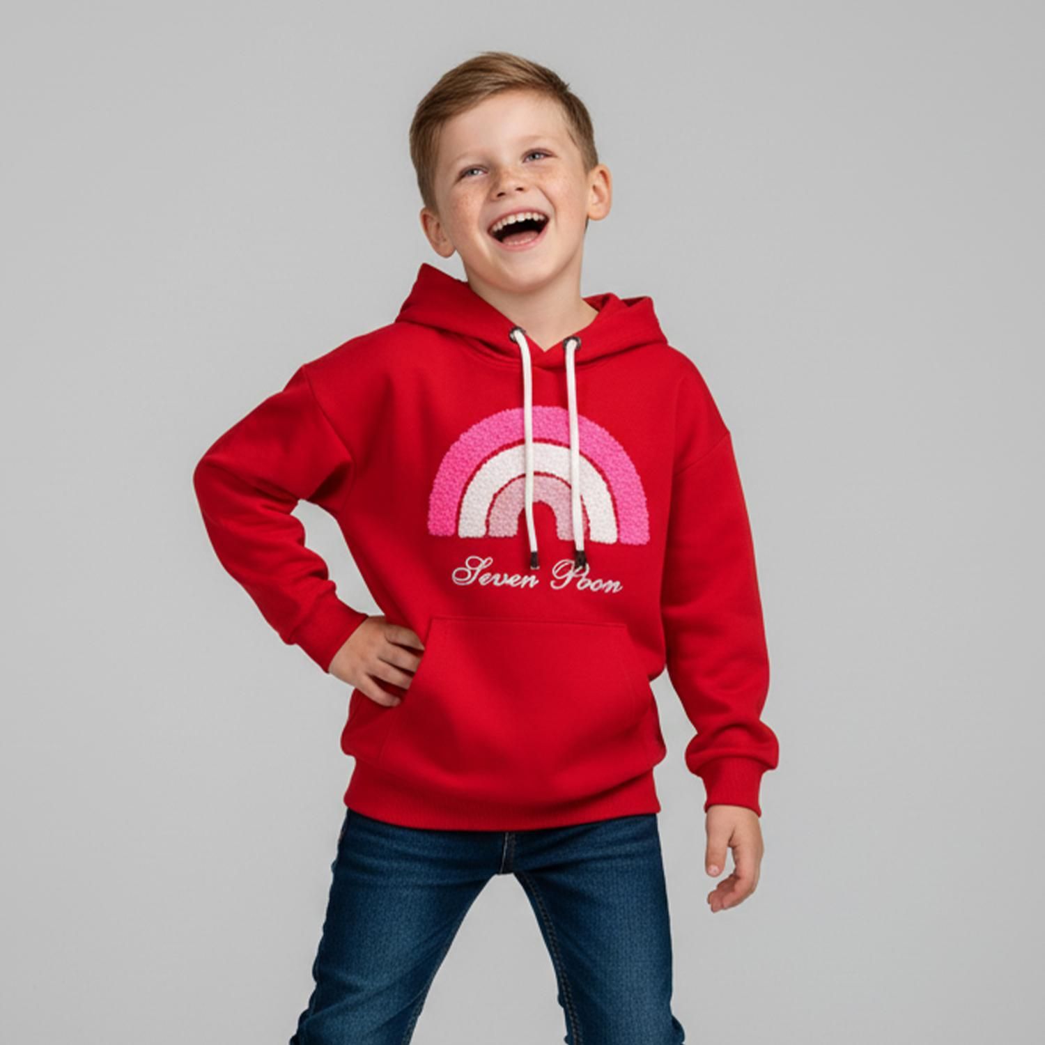 هودی دخترانه سون پون مدل 1251 رنگ قرمز -  - 1