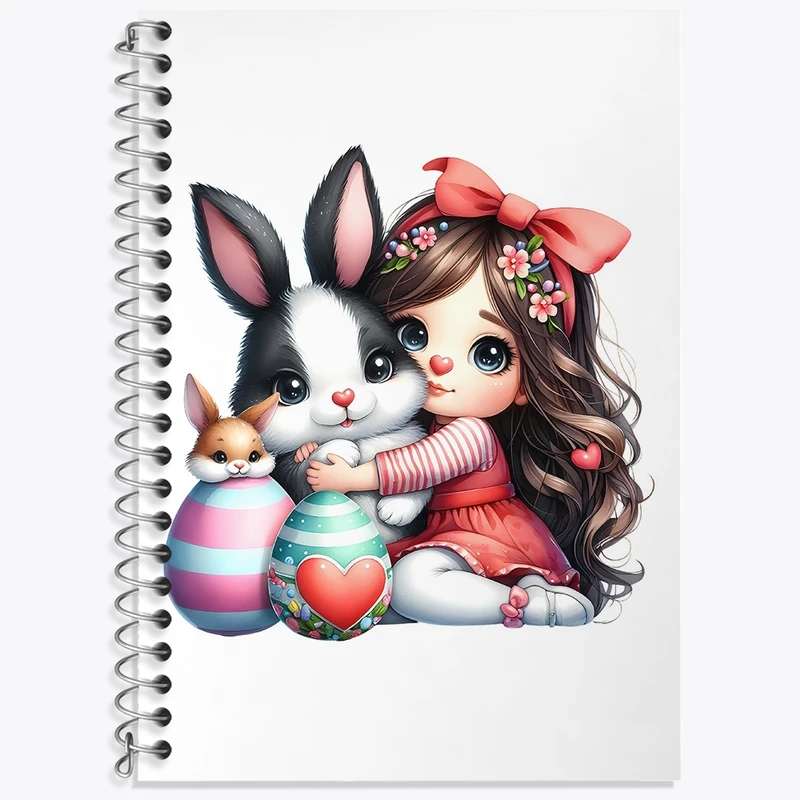 دفتر زبان 50 برگ خندالو مدل دو خط طرح دختر و خرگوش کیوت کد N1587