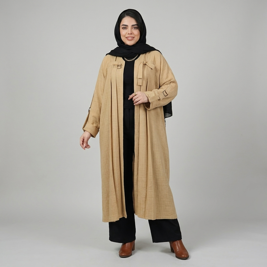 مانتو عبایی زیر زانو زنانه مدل سلن