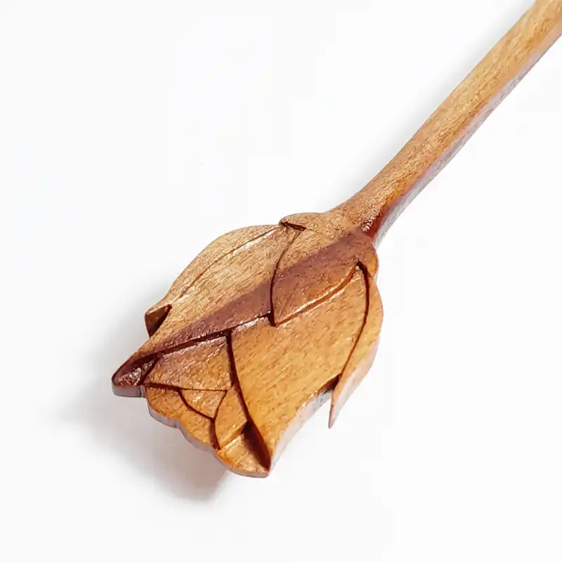 گیره مو زنانه مدل پین چوبی گل رز