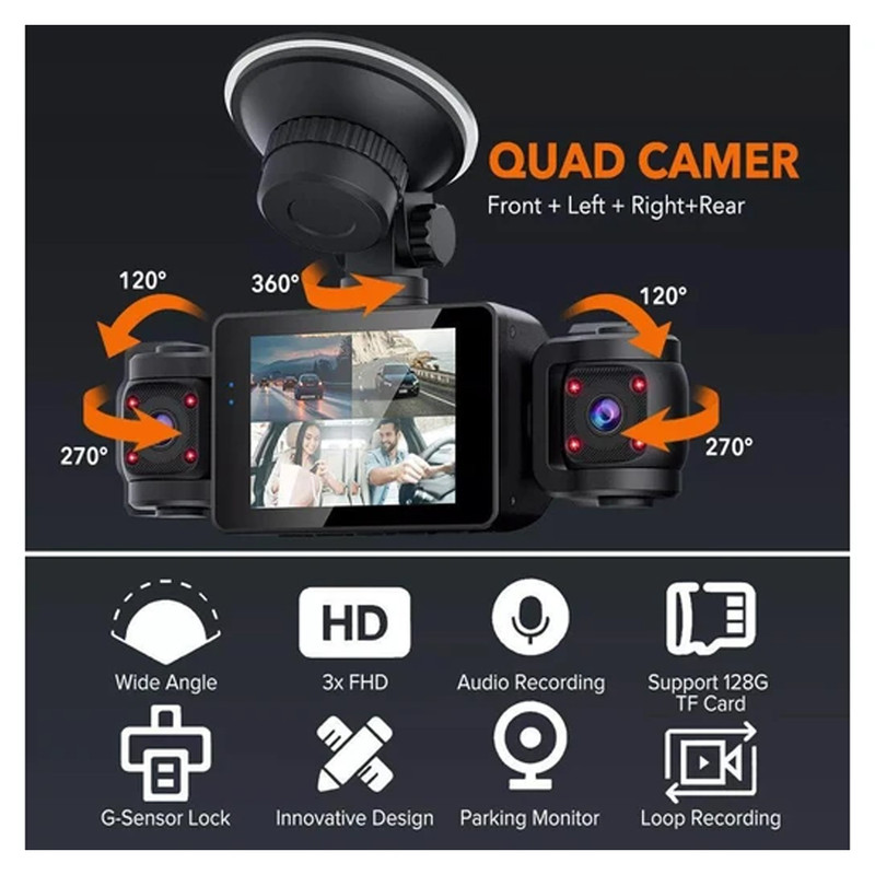 دوربین ثبت وقایع خودرو مدل 4 لنز کد GPlus-WiFi