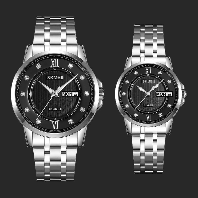 ست ساعت مچی عقربه ای زنانه و مردانه اسکمی مدل 2084-2085 SIBK -  - 1