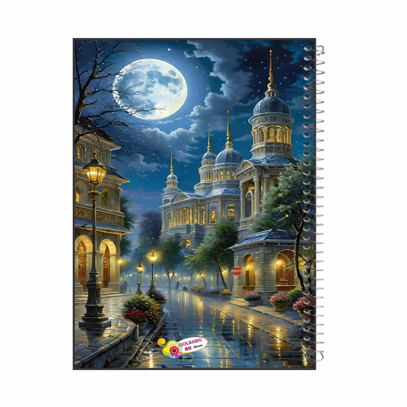 دفتر مشق 60 برگ گلبرگ مدل منظره شب کد 3239