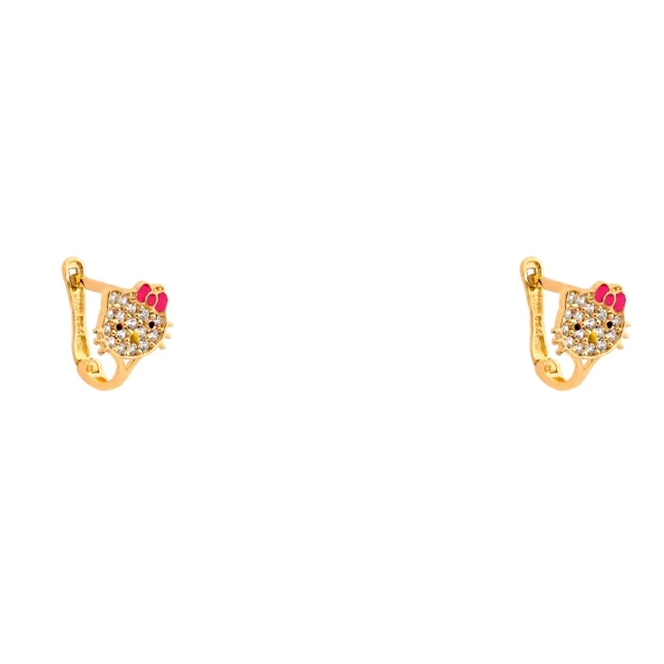 گوشواره طلا 18 عیار دخترانه الی گالری مدل  کیتی فانتزی نگینی کلیپسی