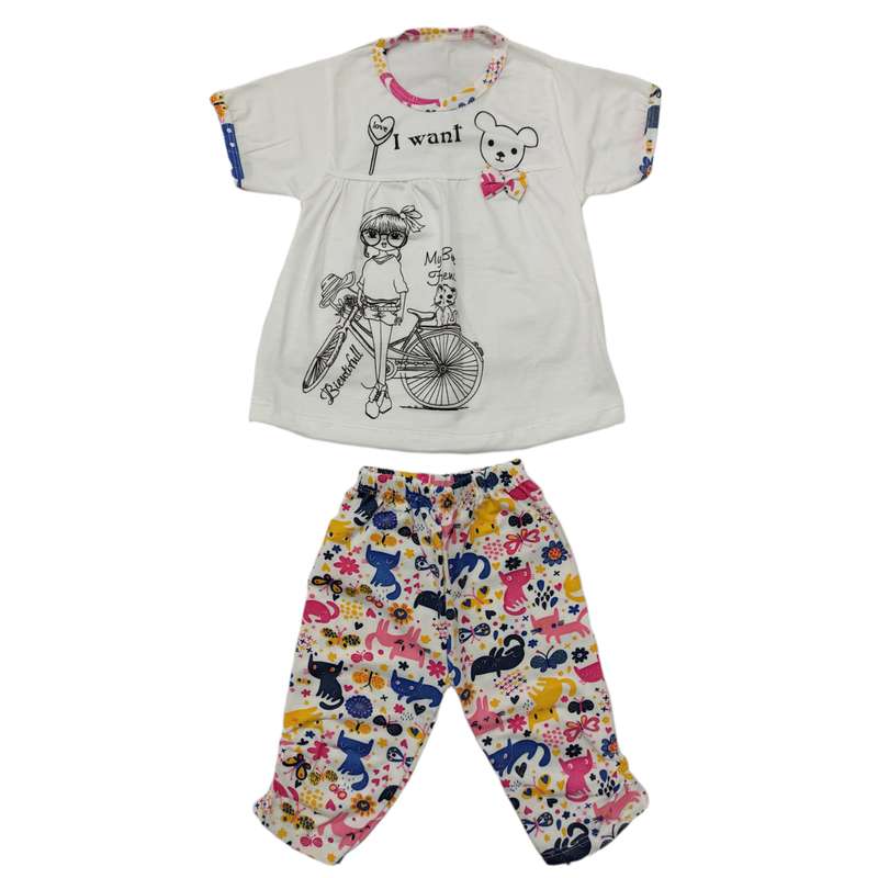 ست تی شرت و شلوارک دخترانه مدل باربی کد 01pnk