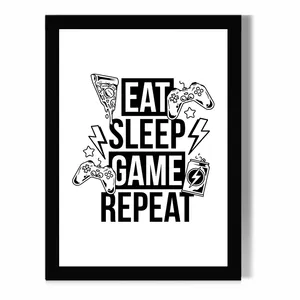 تابلو دیواری مدل گیمینگ طرح  Eat Sleep Game Repeat کد FD292