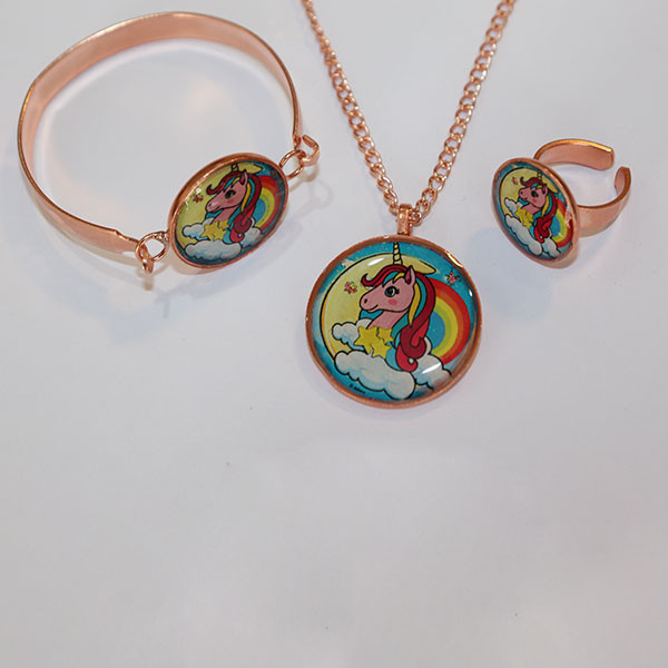 نیم ست دخترانه مدل یونی کورن کد JW252 نیم ست دخترانه مدل یونی کورن کد JW252