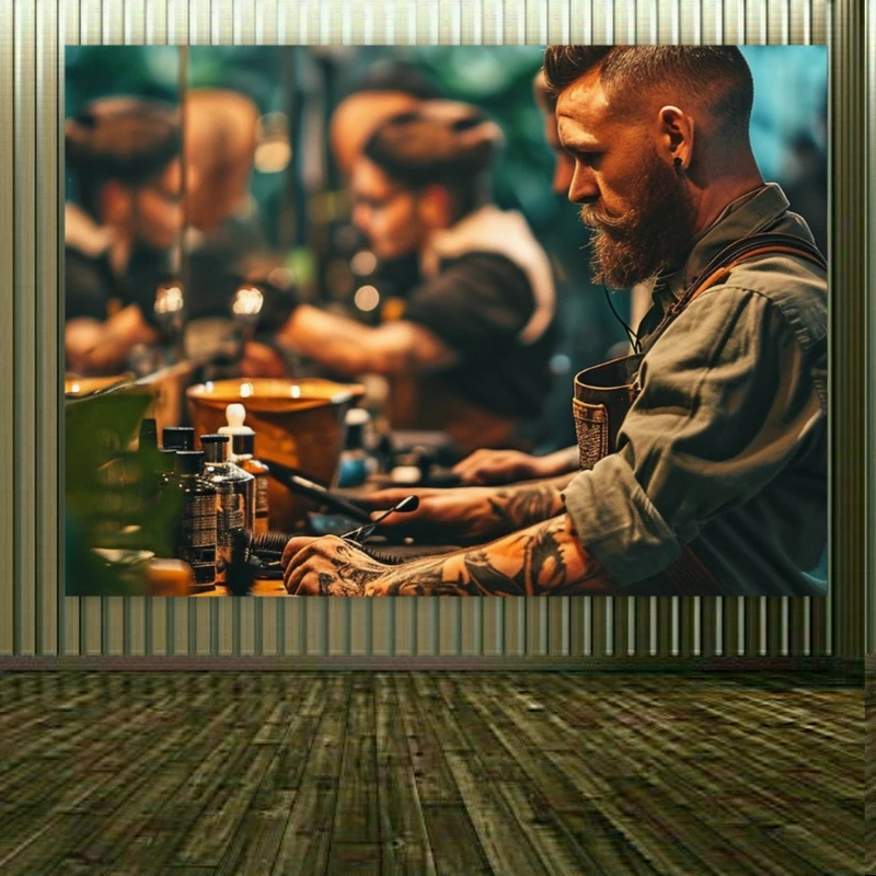 تابلو بوم طرح آرایشگاه مردانه کد FP104532