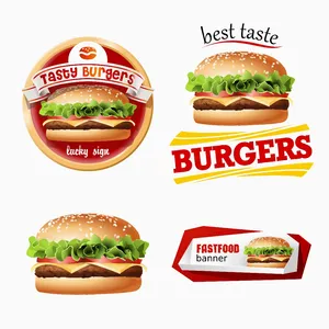 برچسب طرح فست فود مدل دوربری نیم تیغ کد h56 مجموعه 4 عددی