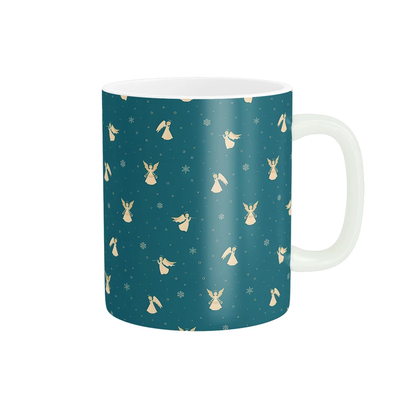 ماگ طرح  الگوی زمستانی فرشتگان و دانه های برف کد 1533