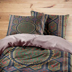 سرویس روتختی مدوپد طرح فرش قم حصیری گل رزی مدل C-Ghom063 یک نفره 4 تکه