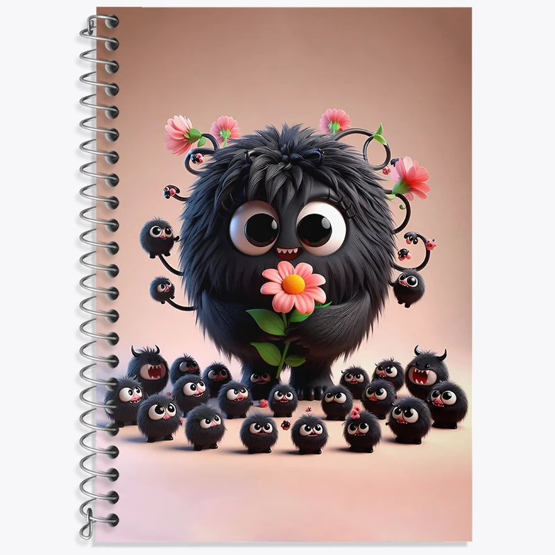 دفتر زبان 50 برگ خندالو مدل دو خط طرح هیولای بامزه کد N5853